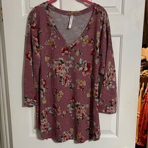 Floral V-Neck Sweater in Pink by [Brand]